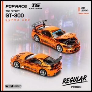 (Pre Orden - ETA 30/10/2026) Poprace 1/64 TOP SECRET A80 SUPRA GT300 NARANJA CROMADO